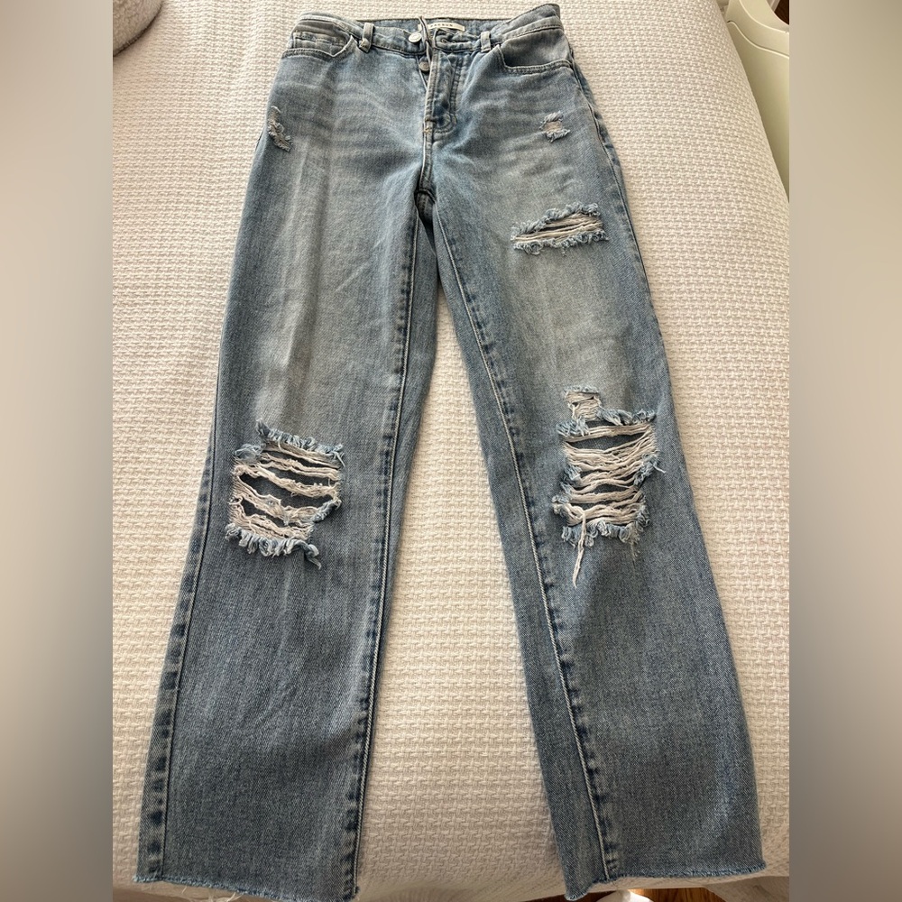 PacSun Light Blue Distressed Straight Leg Jeans